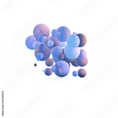 3D Illustration of Colorful Purple and Blue Spheres Isolated on White Background