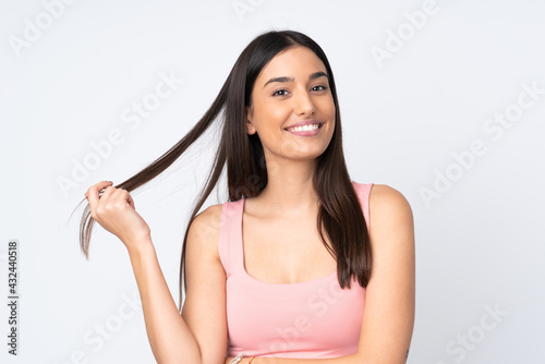 Young caucasian woman isolated on white background . Portrait