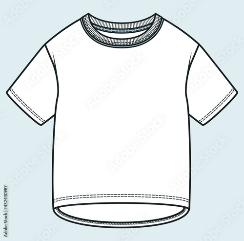 T shirt flat sketch for teenagers