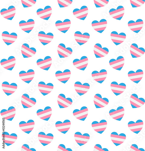 Vector seamless pattern of transsexual transgender lgbt flag heart isolated on white background
