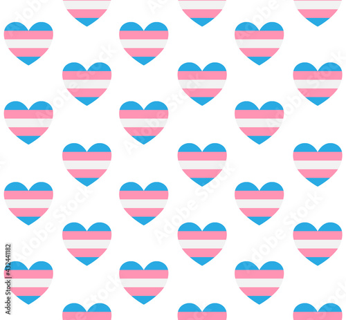 Vector seamless pattern of transsexual transgender lgbt flag heart isolated on white background