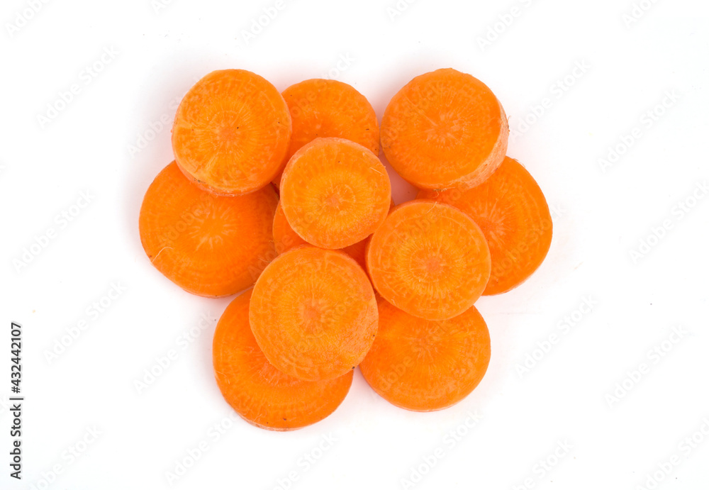 chopped carrots on white background chopped carrots on white background