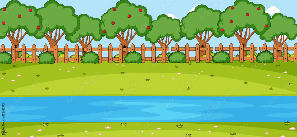 Blank horizontal scene with river in the park Blank horizontal scene with river in the park
