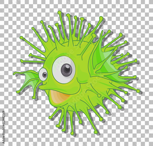 Cute urchin cartoon character isolated on transparent background