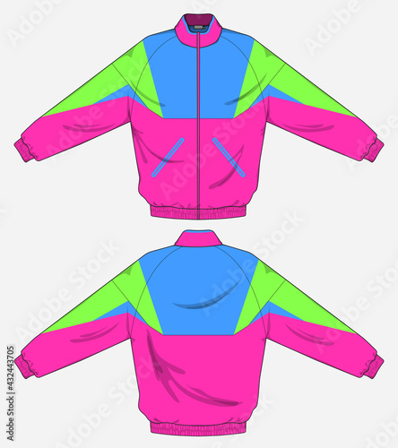 retro vintage windbreaker hoodie jacket template