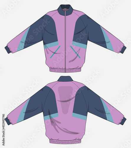 retro vintage windbreaker hoodie jacket template