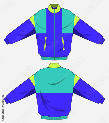 retro vintage windbreaker hoodie jacket template