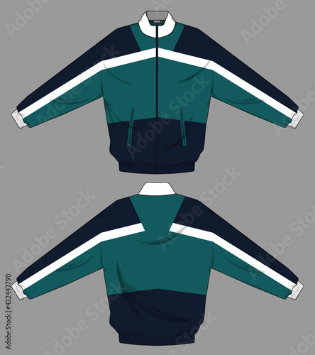 retro vintage windbreaker hoodie jacket template