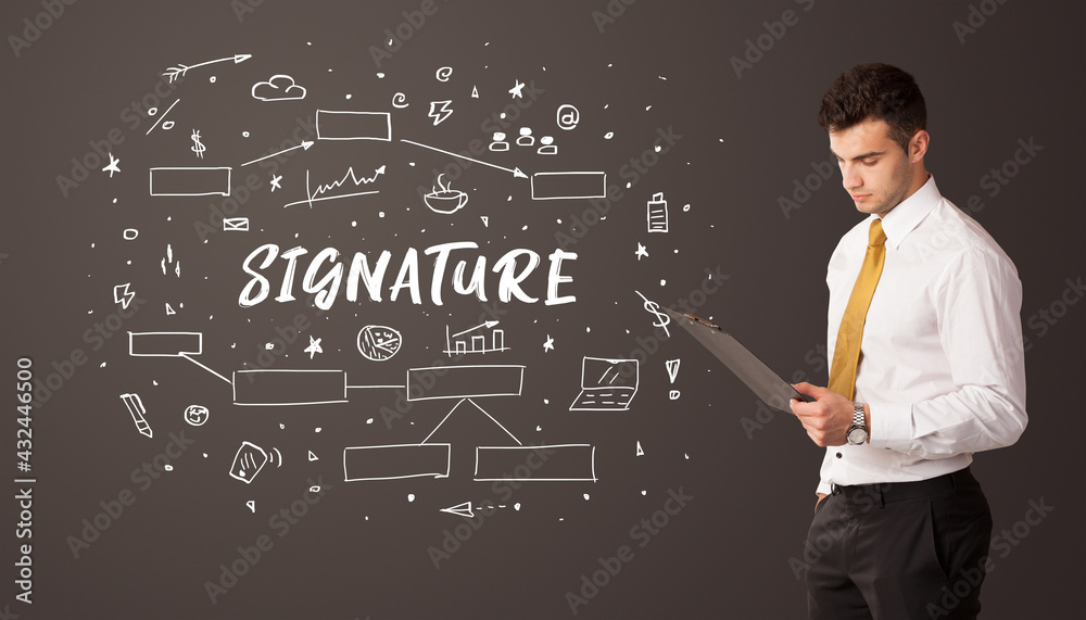 Businessman thinking with educational inscription Businessman thinking with educational inscription