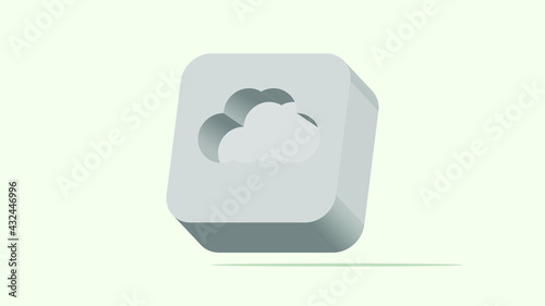 simple white three-dimensional cloud icon