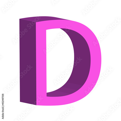 3d letter D simple clip art vector illustration
