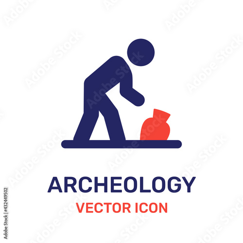 Archaeologist found antique pottery icon vector illustration