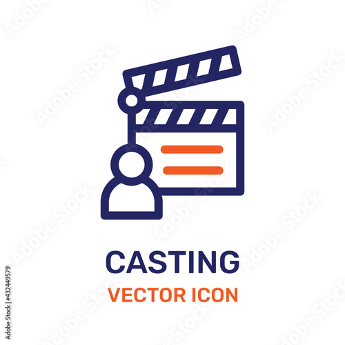 Casting concept. User with clapperboard icon vector illustration