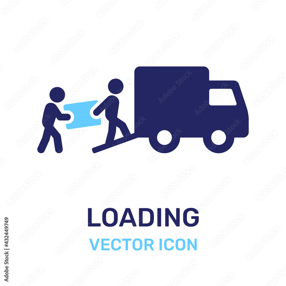 Worker loading boxes inside truck icon vector illustration Worker loading boxes inside truck icon vector illustration