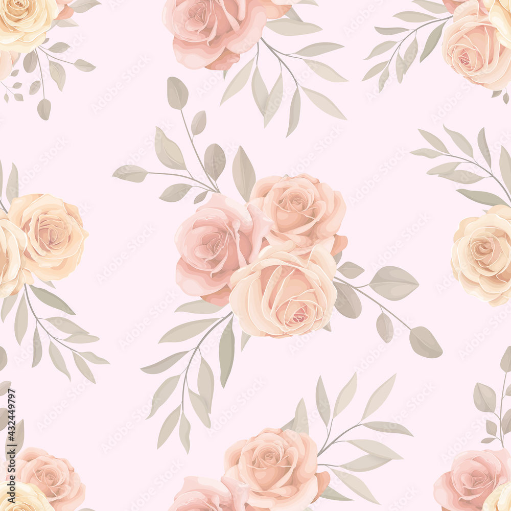 custom made wallpaper toronto digitalHand drawn blooming rose flower seamless pattern design