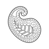 Isolated paisley or henna black color on white background