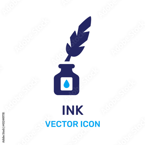 Ink and quill icon vector illustration