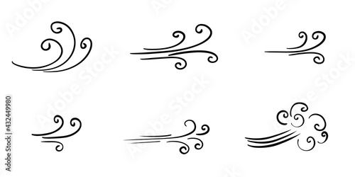 Doodle of wind gust isolated on a white background. hand drawn  vector illustration.