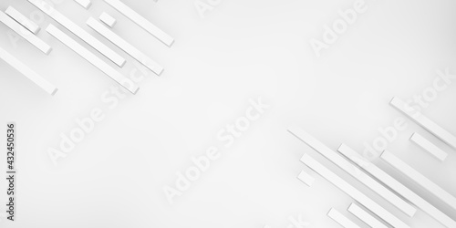 Abstract background White matt square bars On white background 3d illustration