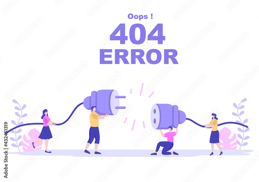 404 Error And Page Not Found Vector Illustration. Lost Connect Problem, Warning Sign, Or Site Breakdown. Landing Page Template 404 Error And Page Not Found Vector Illustration. Lost Connect Problem, Warning Sign, Or Site Breakdown. Landing Page Template