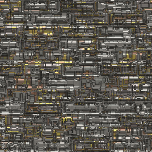 Printed Circuit Board 3D render Illustration pattern for background