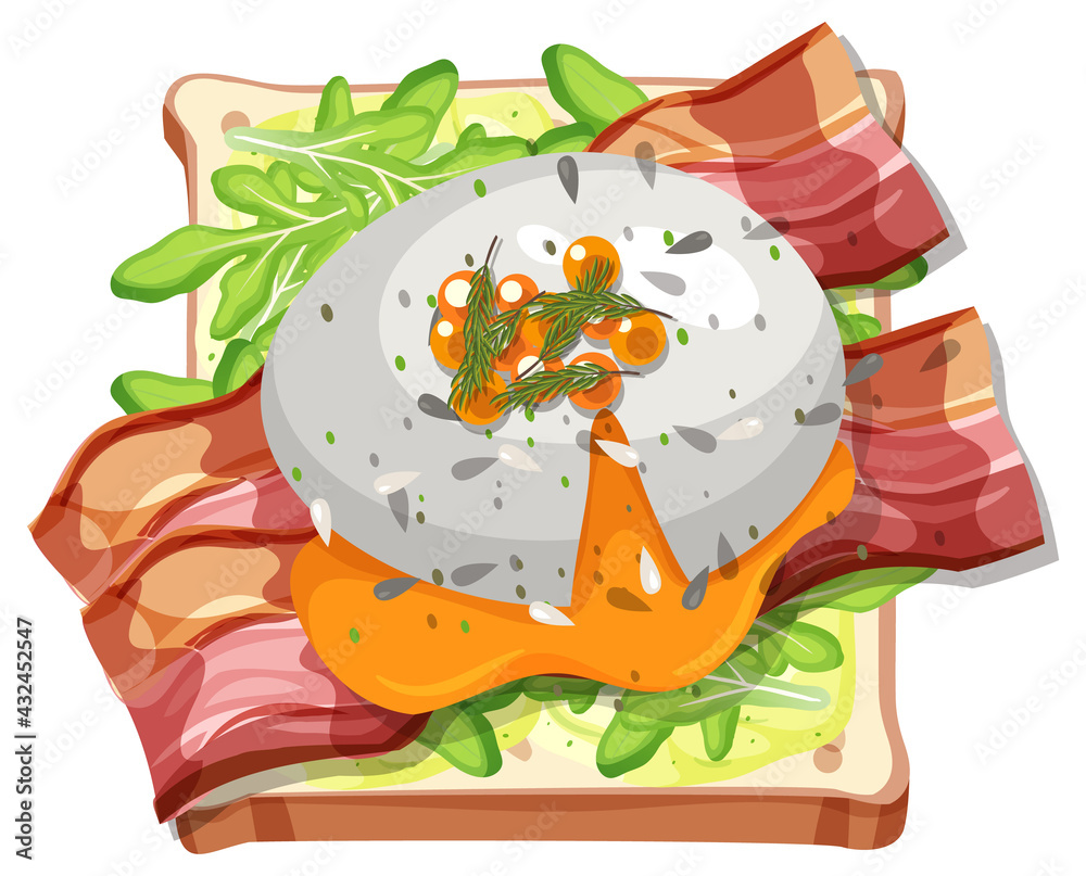 Top view of bread breakfast with topping Top view of bread breakfast with topping