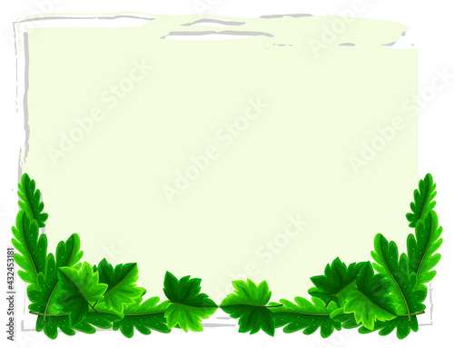 Empty banner with leaves elements on white background