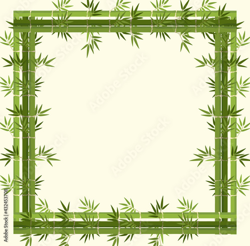 Empty banner with green bamboo frame