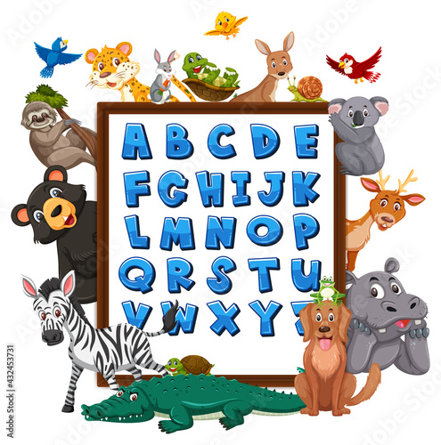 A-Z Alphabet board with wild animals