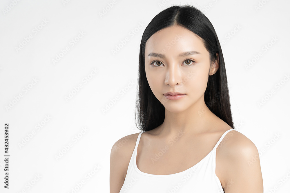 Beautiful young asian woman with clean fresh skin on white background, Face care, Facial treatment, Cosmetology, beauty and spa, Asian women portrait Beautiful young asian woman with clean fresh skin on white background, Face care, Facial treatment, Cosmetology, beauty and spa, Asian women portrait