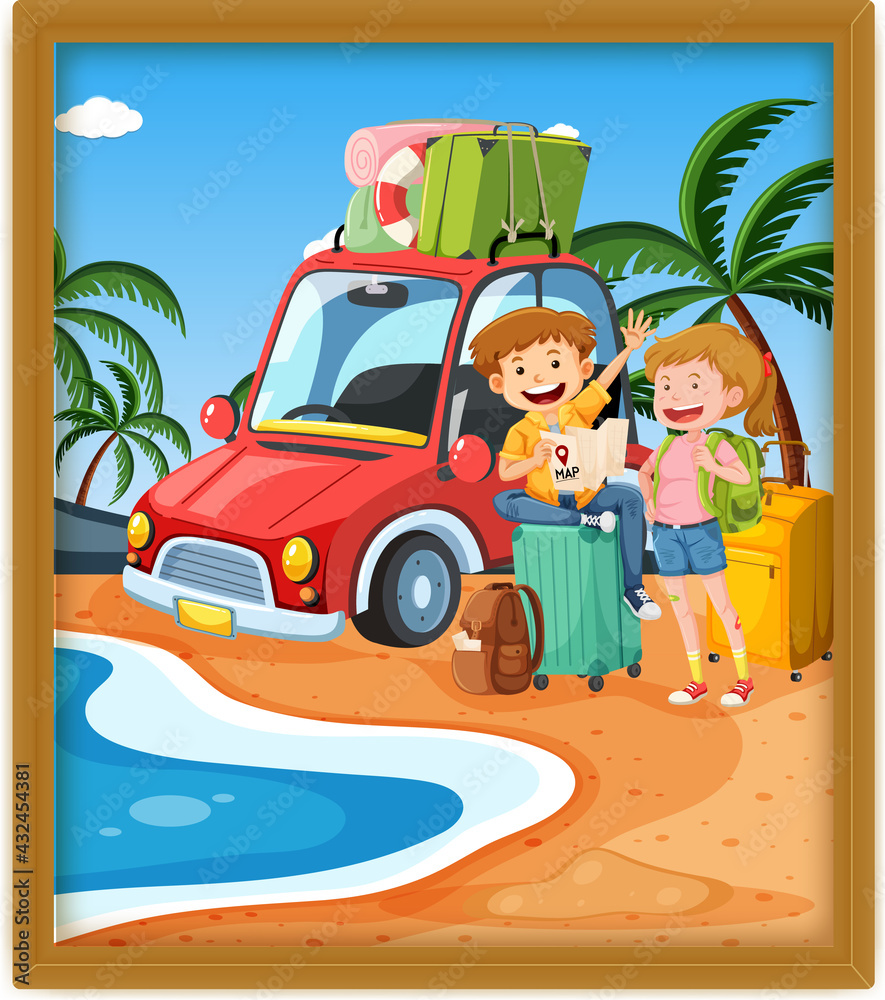 Fototapeta premium A picture of a couple traveling at the beach