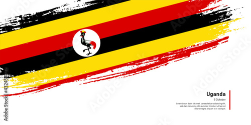 Creative hand drawing brush flag of Uganda country for special independence day