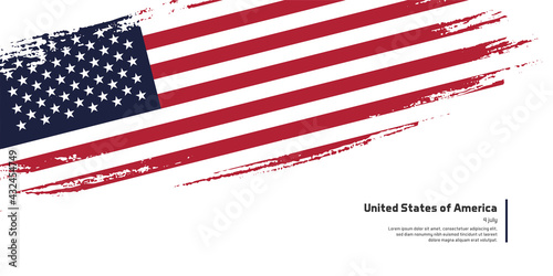 Creative hand drawing brush flag of United States of America country for special independence day