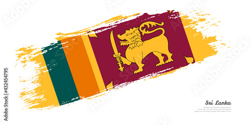 Hand painted brush flag of Sri Lanka country with stylish flag on white background