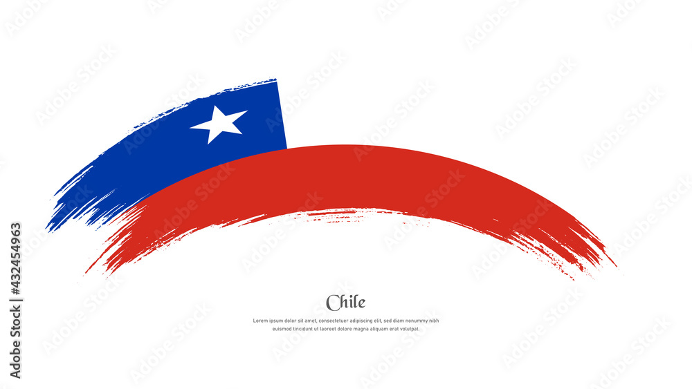Fototapeta Flaga Chile w stylu grunge plamy pędzla z efektem falowania na na białym tle