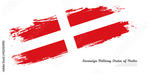 Hand painted brush flag of Sovereign Military Order of Malta country with stylish flag on white background
