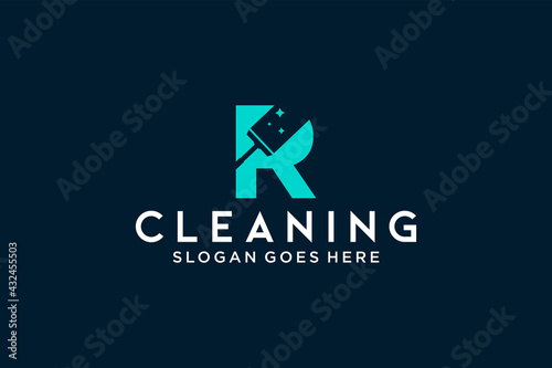 Letter R for cleaning clean service Maintenance for car detailing, homes logo icon vector template.