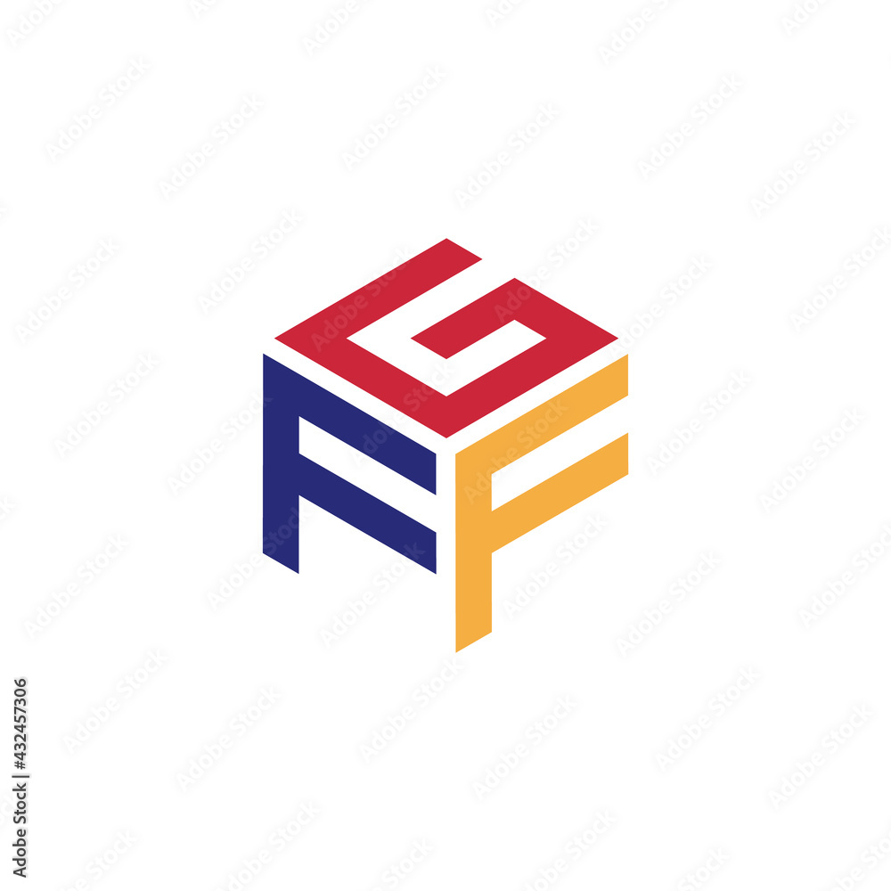Hexagon logo with the letters GFF design Hexagon logo with the letters GFF design