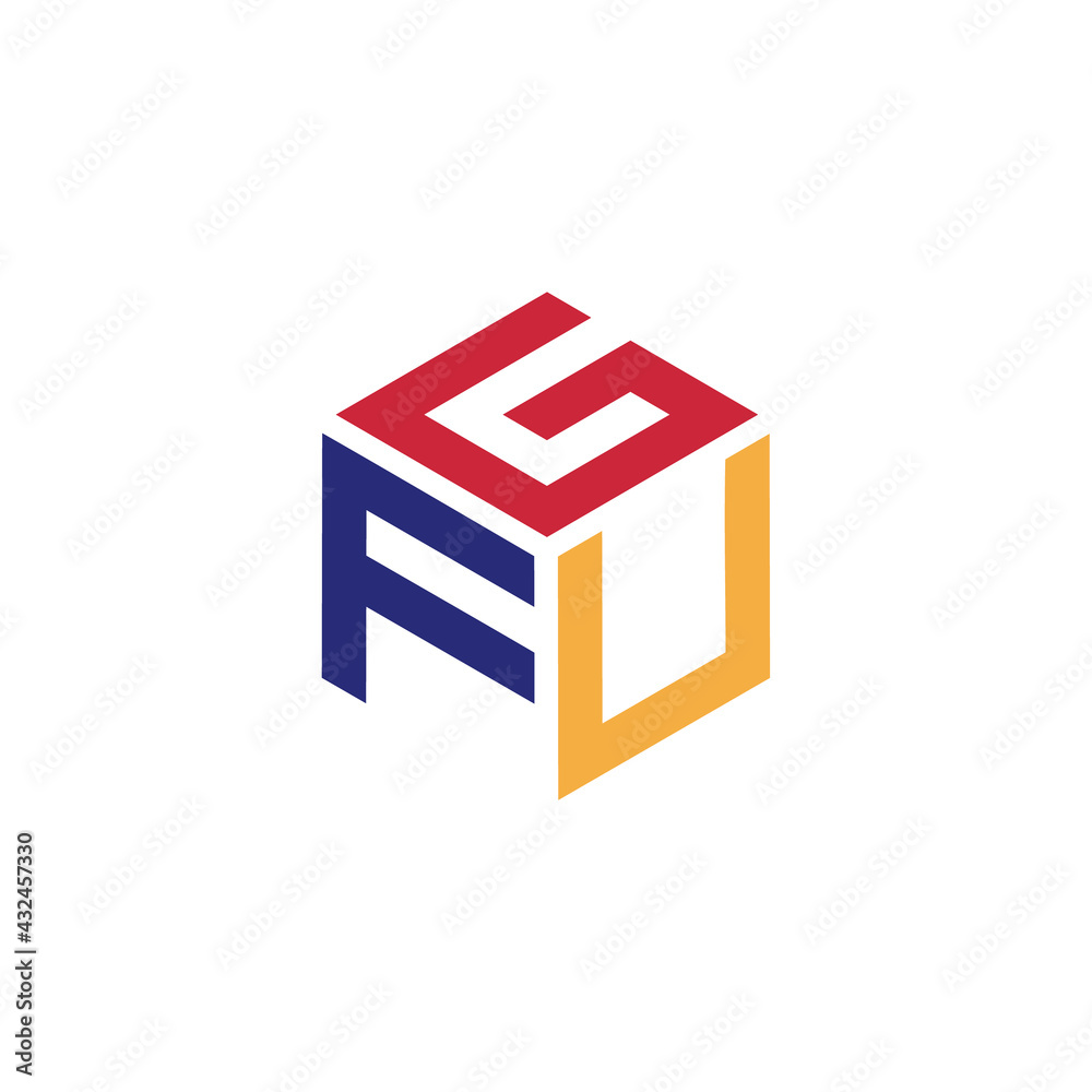 Hexagon logo with the letters GFU design Hexagon logo with the letters GFU design