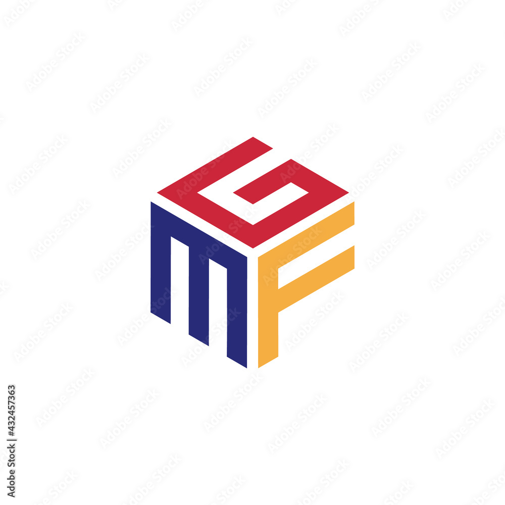 Hexagon logo with the letters GMF design Hexagon logo with the letters GMF design