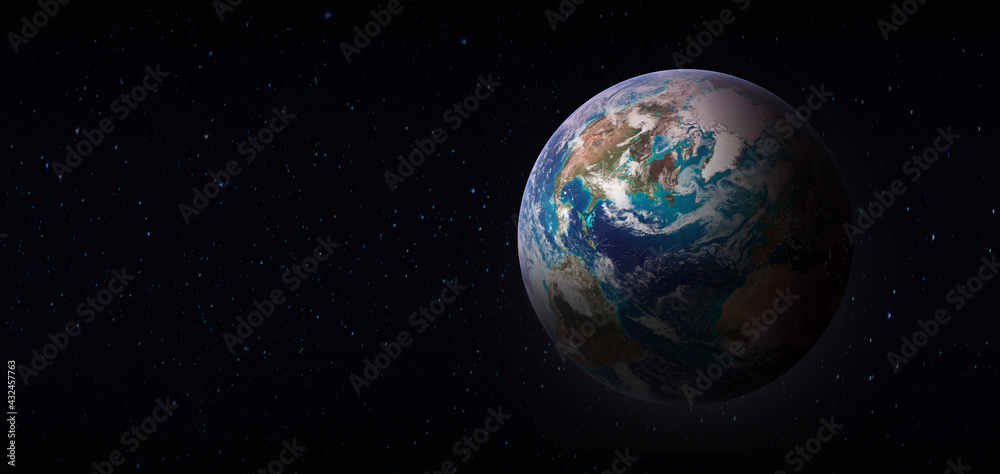Planet Earth in the space.Globe on dark star background.  Elements of this image furnished by NASA