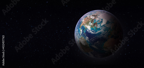 Fototapeta Naklejka Na Ścianę i Meble -  Planet Earth in the space.Globe on dark star background.  Elements of this image furnished by NASA