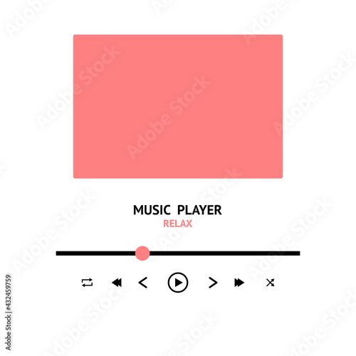 Mobile App UI Design. Music player. Pink and black color playlist. Relaxing music background.