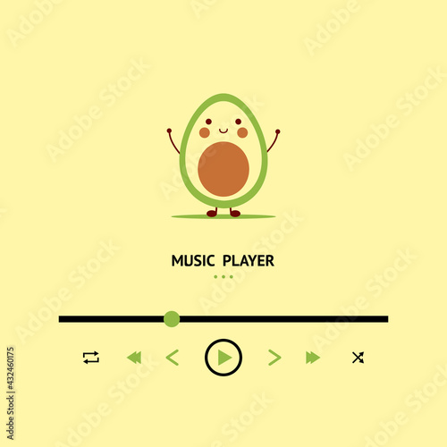 Mobile App UI Design. Music player. Avocado playlist. Relaxing music background.
