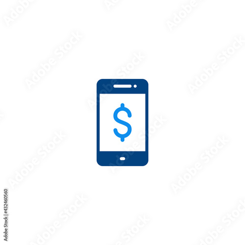 Smarphone with dollar symbol flat icon vector for computer, web and mobile apps