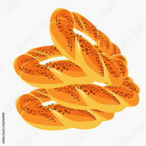 simit. bagel with sesame seeds. turkish bagel