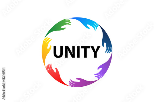 Logo hands unity volunteer people colorful teamwork vector image