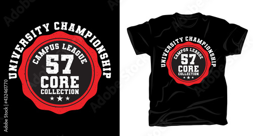 University championship fifty seven varsity typography for t-shirt design
