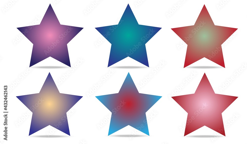 Obraz premium The colorful vector stars. The shining star icons in the shades of nine colors. 