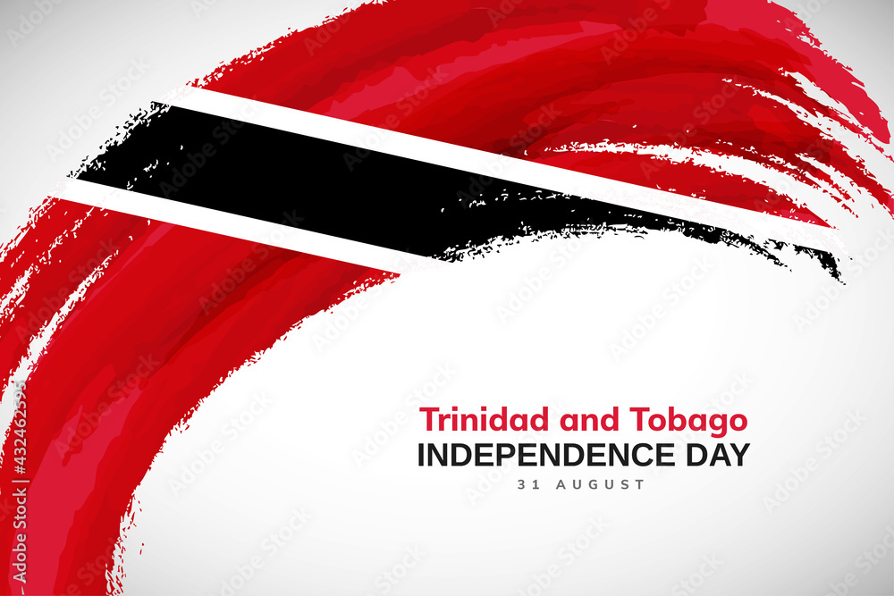 Happy Independence Day Of Trinidad And Tobago With Watercolor Brush Stroke Flag Background With 4746